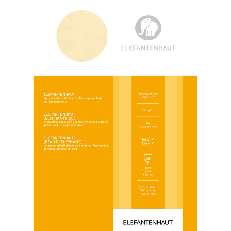 Elefantenhaut papier A4, 110 g/m², wit, 100 vel