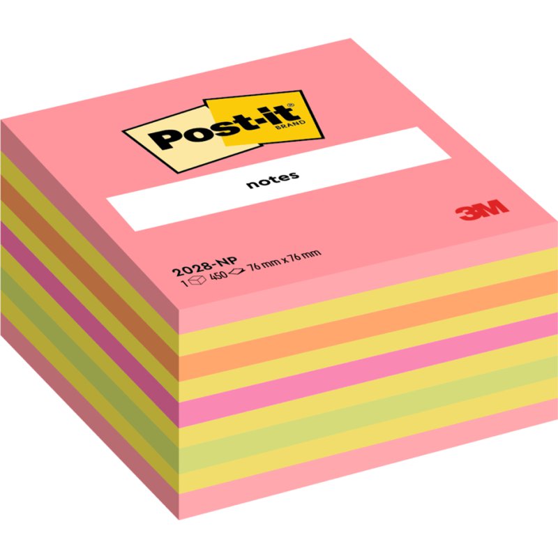 Post-it notitieblokjes kubus, 76×76 mm, neongroen, 450 vel