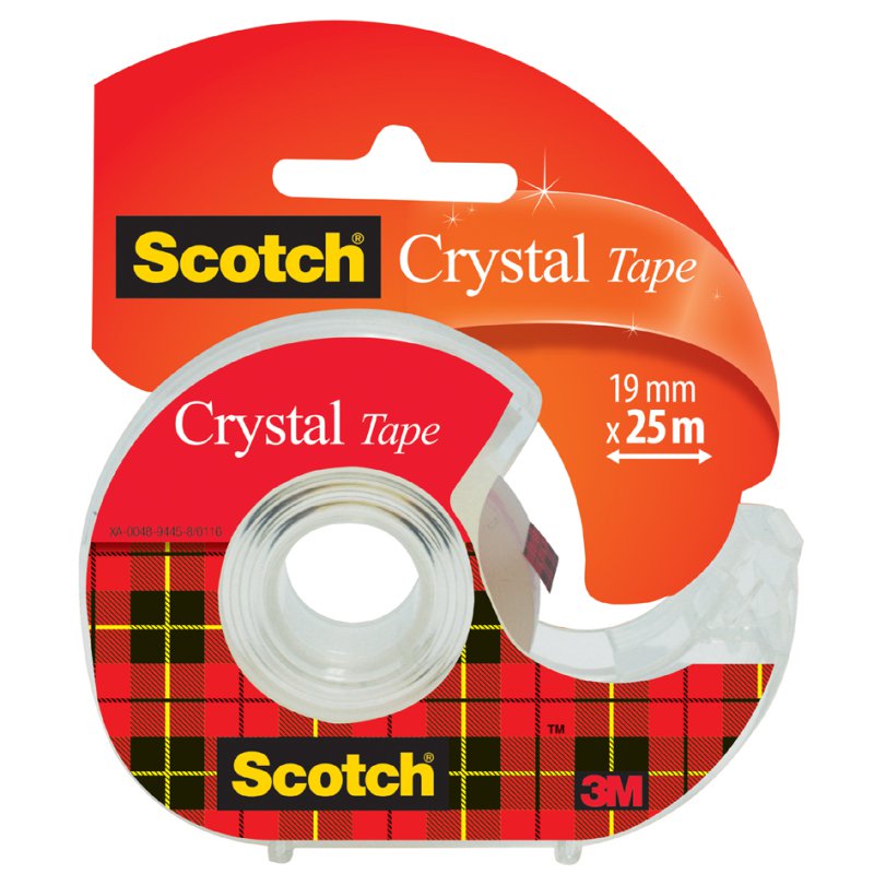 Scotch ruban adhésif Crystal Clear 600, avec dérouleur manuel, 12 mm × 10 m, ultra-transparent