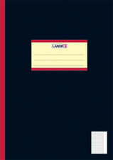LANDRÉ gelinieerd A4-schrift, zwart met rode vouw, 20 vel