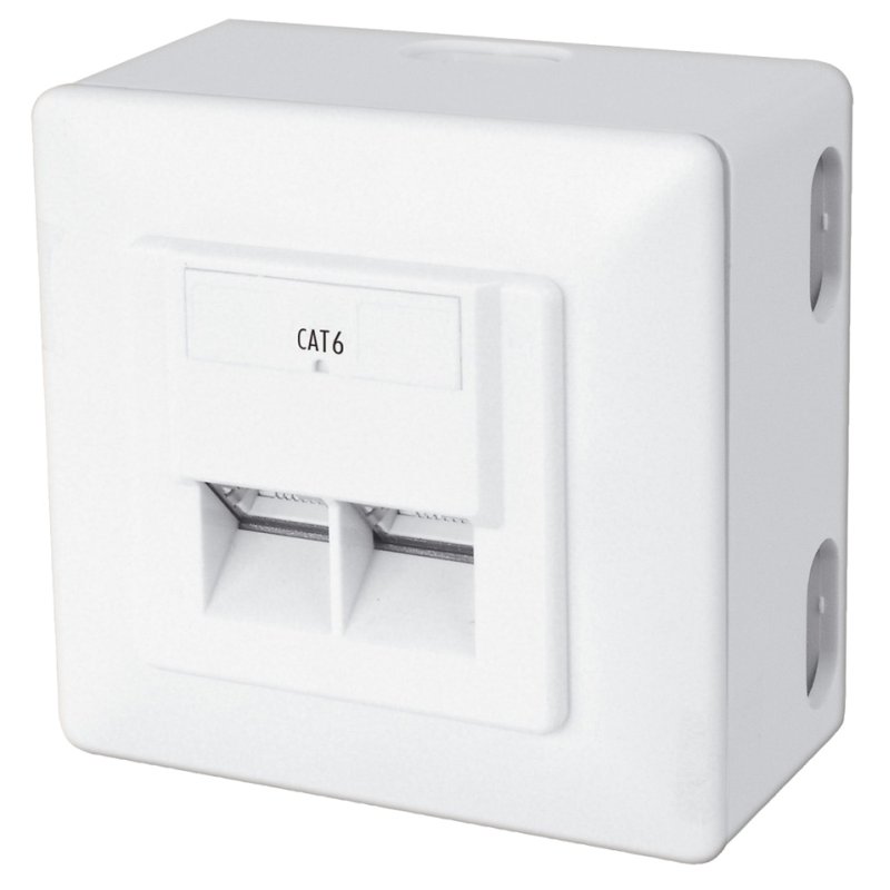 DIGITUS boîtier d'encastrement mural Cat.6, classe E, 2 x RJ45, blindé
