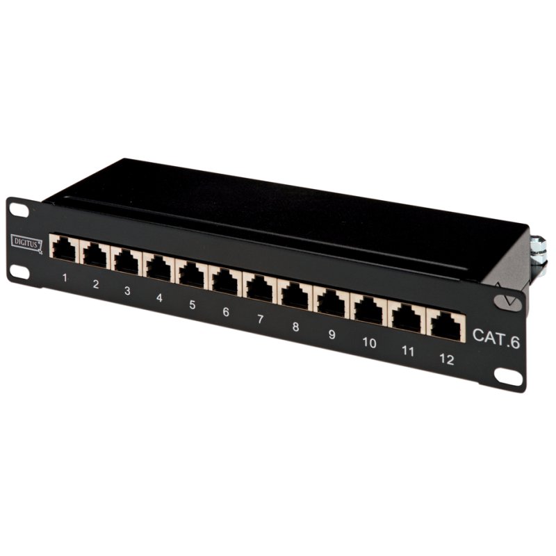 DIGITUS panneau de brassage 10 pouces Cat.6, 8x RJ45, noir, 1HE