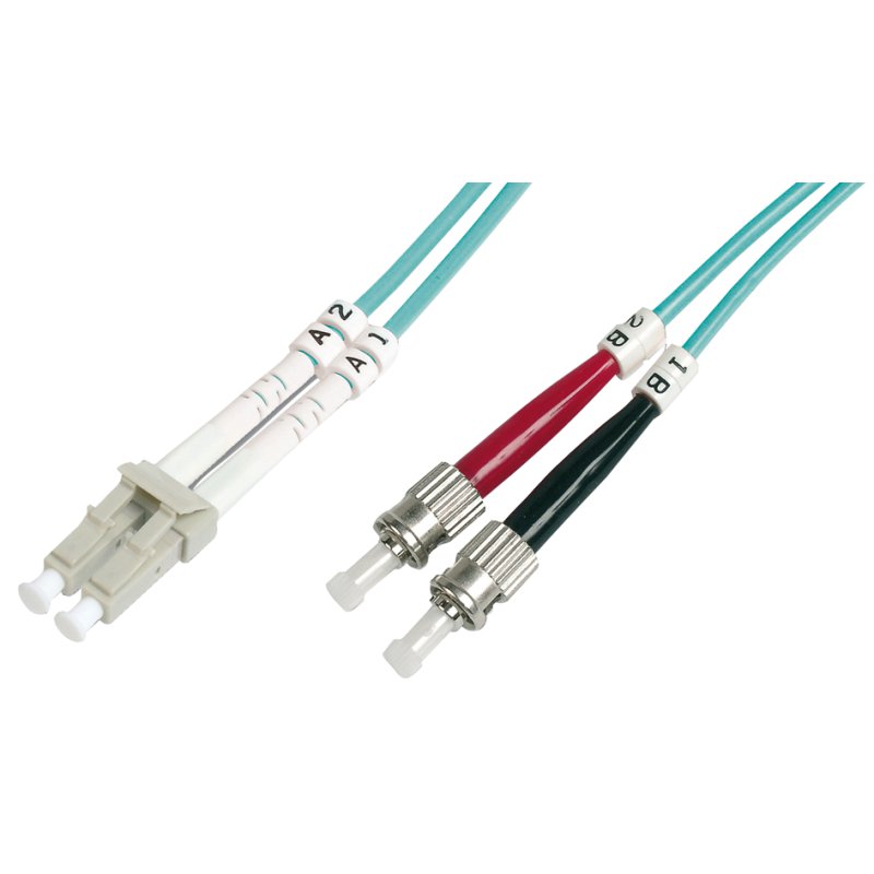 DIGITUS câble de raccordement fibre optique ST-LC duplex, OM3 multimode, turquoise, 2 mètres