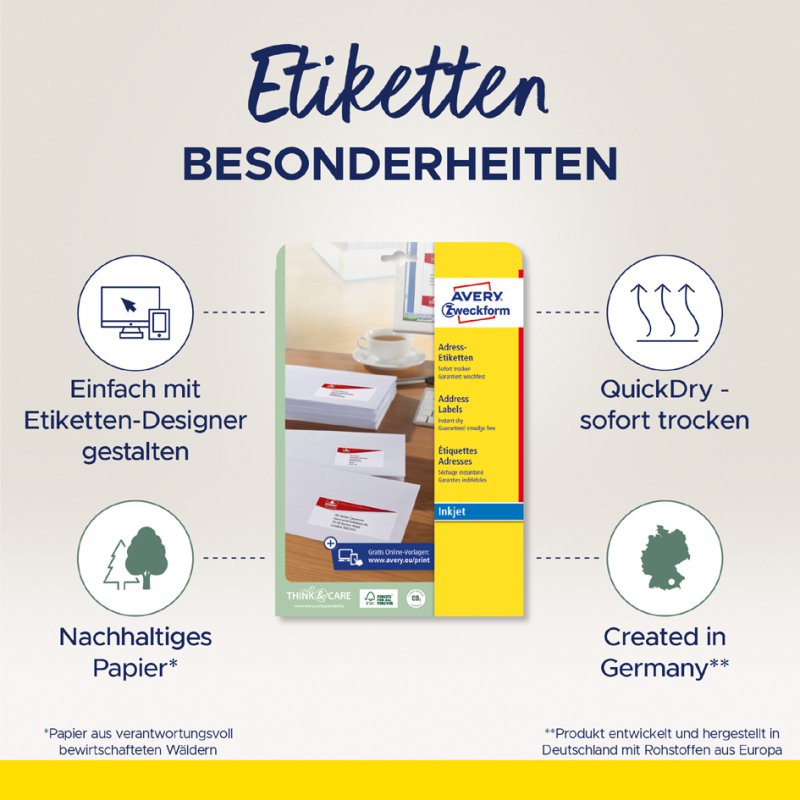 AVERY Zweckform transparante adresetiketten, 63,5×38,1 mm, 525 stuks