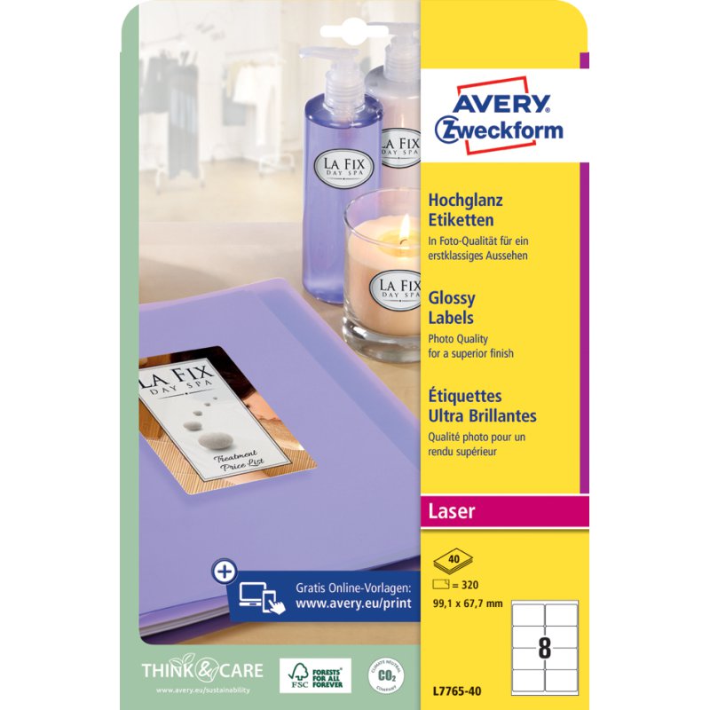 AVERY Zweckform étiquettes photos brillantes, 99,1 × 139 mm, blanc, 160 pièces