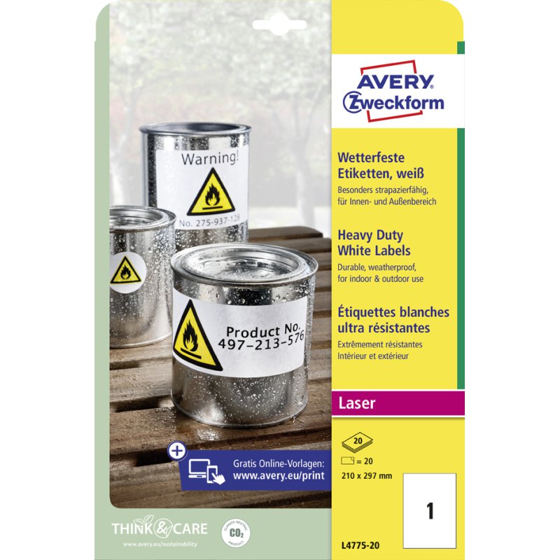 AVERY Zweckform étiquettes résistantes aux intempéries, 99,1×42,3 mm, 240 pcs, 20 feuilles A4
