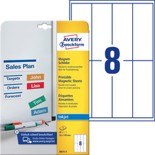 AVERY inkjet magnetische schilden, wit, A4, 5 stuks