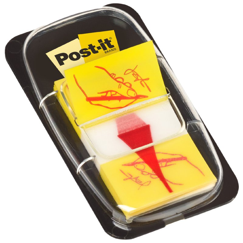Post-it Index symbol exclamation mark, yellow, 25.4×43.2 mm, 50 sheets