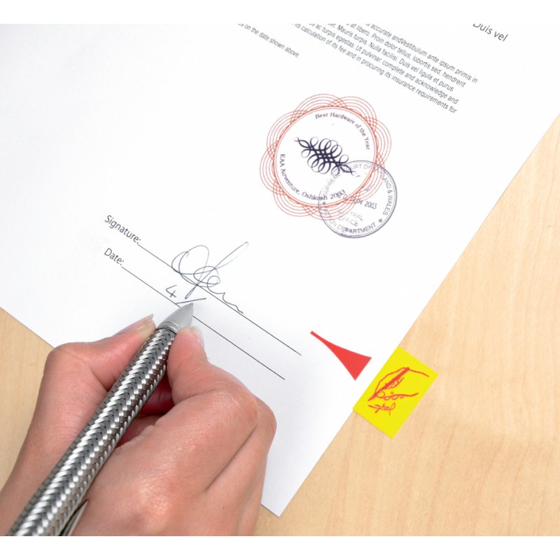 Post-it Index symbol exclamation mark, yellow, 25.4×43.2 mm, 50 sheets