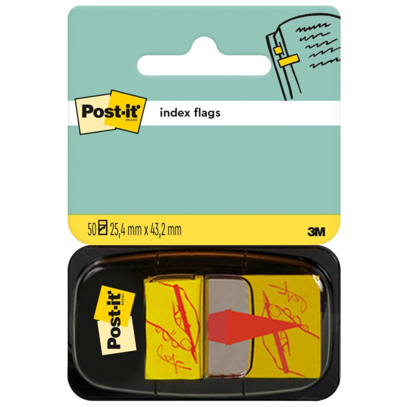 Post-it Index symbol exclamation mark, yellow, 25.4×43.2 mm, 50 sheets