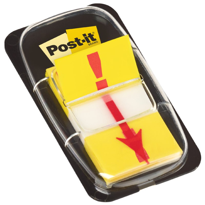 Post-it Index symbol exclamation mark, yellow, 25.4×43.2 mm, 50 sheets