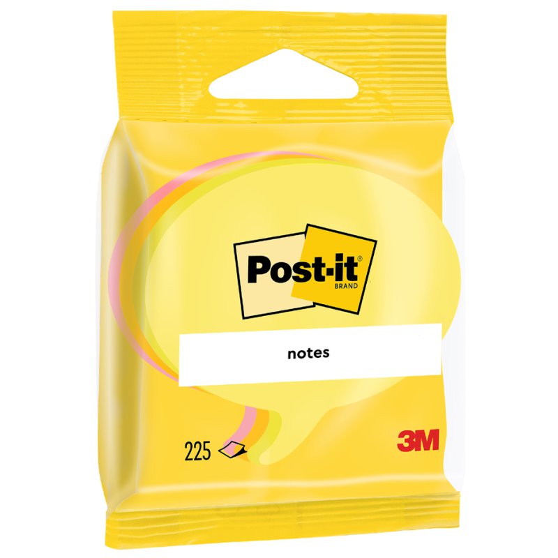 Post-it Notes adhésives forme bulle de dialogue, 70×70 mm, 3 couleurs, 225 feuilles