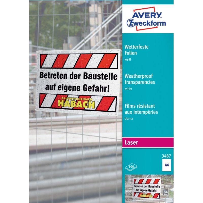 AVERY Zweckform transparante folies A4, wit gecoat, 0,13 mm, 100 stuks