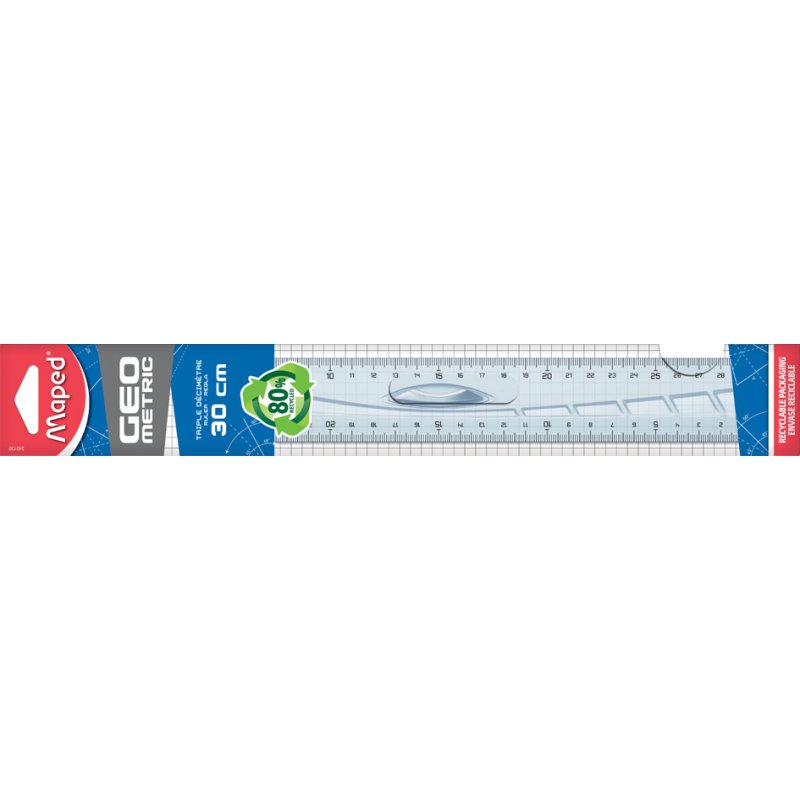 Maped règle plate géométrique, transparent, 200 mm, 20 pièces