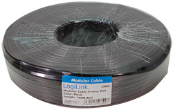 LogiLink Professional telefoonsnoer, 4-aderig, plat, zwart, 100 meter