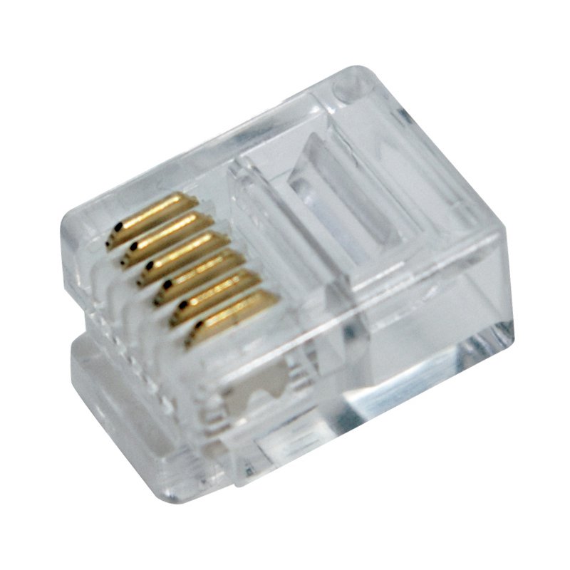 LogiLink Professional RJ12 connecteur, transparent, non blindé, câblage en ruban, 100 pièces