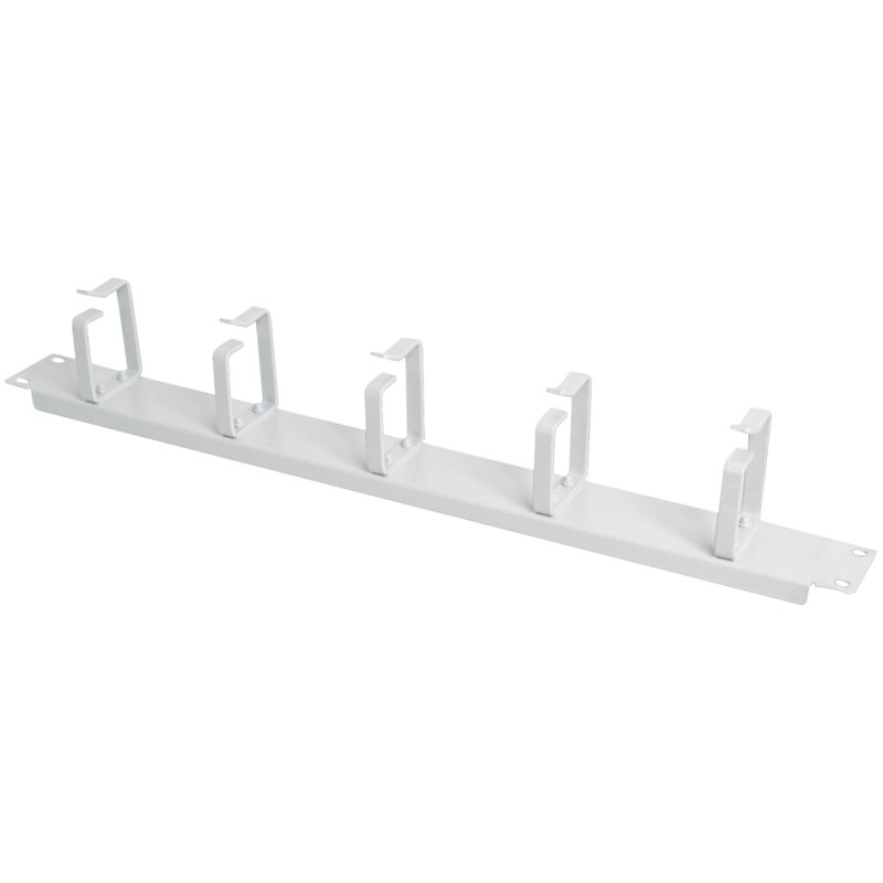 DIGITUS Rail de fixation 19", 1 unité de hauteur, 5 guides-câbles, gris clair