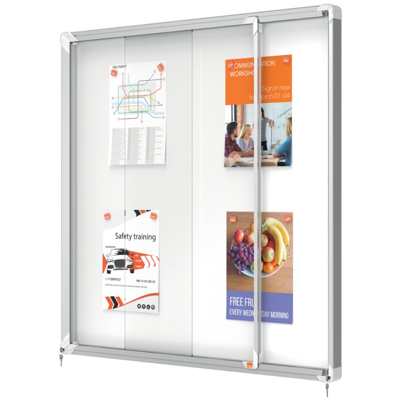 nobo schouwkast Premium Plus, 12 × A4, veiligheidsglas, metaal achterwand