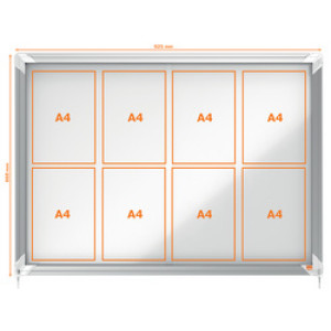 nobo vitrinekast Premium Plus, 8 × A4, schuifdeur veiligheidsglas
