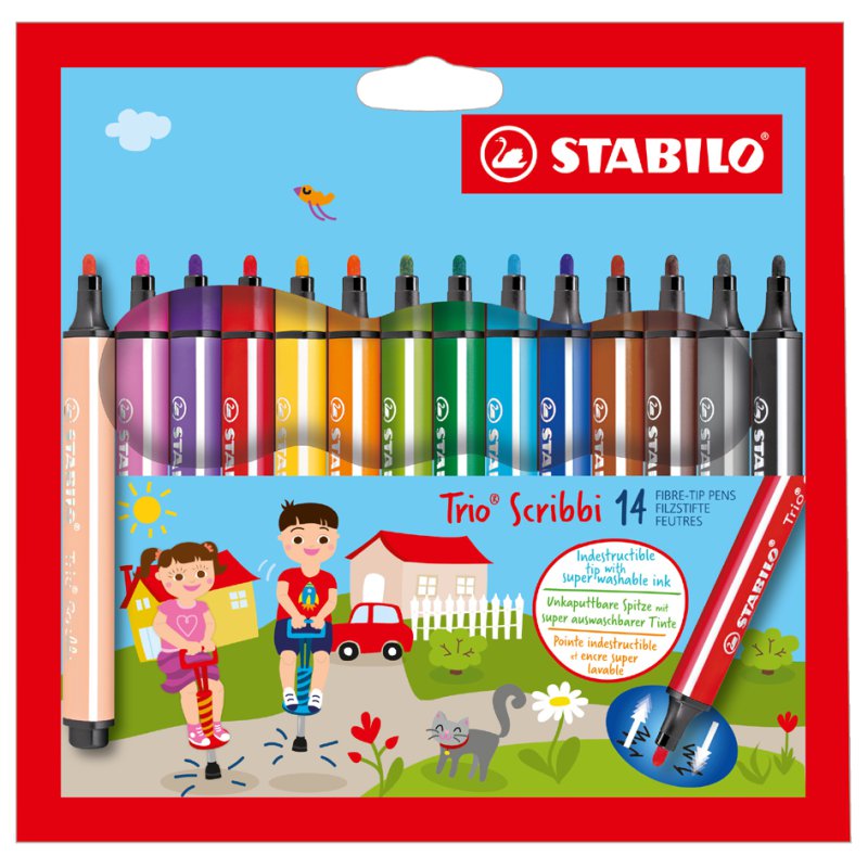 STABILO feutres Trio Scribbi, lavable, triangulaire, 8 pièces