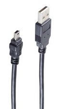 shiverpeaks USB 2.0 mini kabel USB-A naar 5-polige USB-B, zwart, 2,0 m