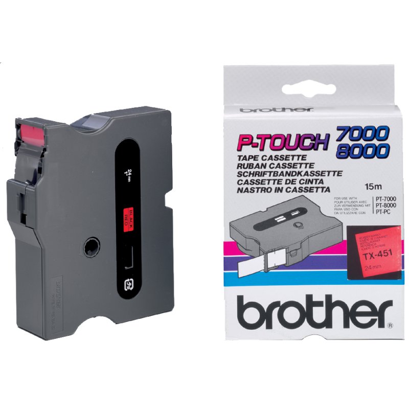 Brother TX-355 label cassette, black on white, 15 m