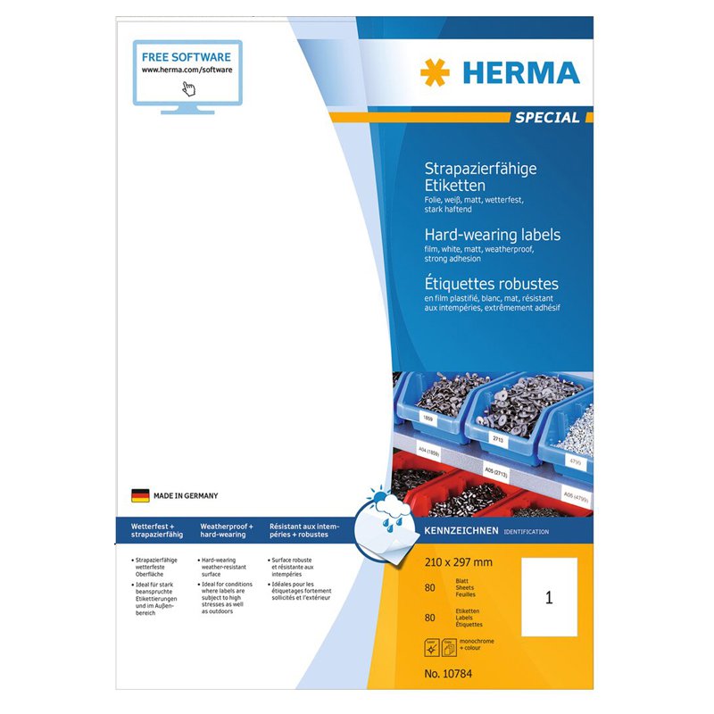 HERMA étiquettes en polyester, 48,3 × 25,4 mm, blanc, 1100 pièces