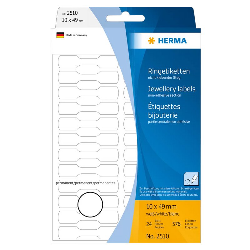 HERMA ringetiketten, 10×49 mm, halfkarton wit, 600 stuks