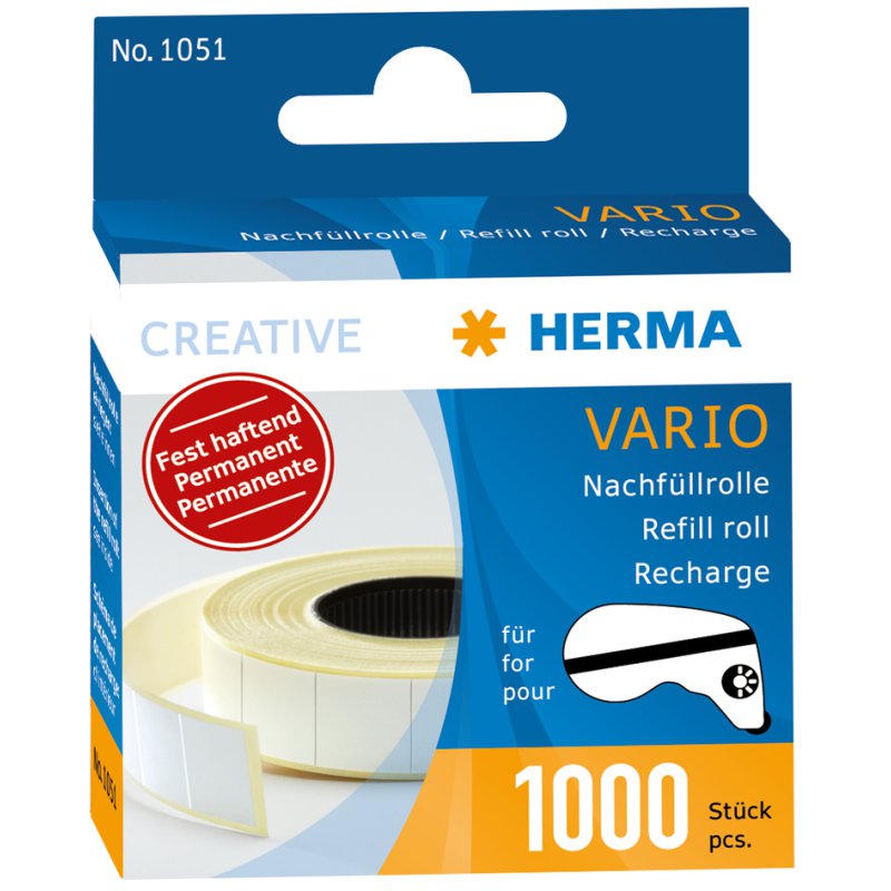 HERMA Vario rouleau collant rechargeables, bleu, 1000 pièces