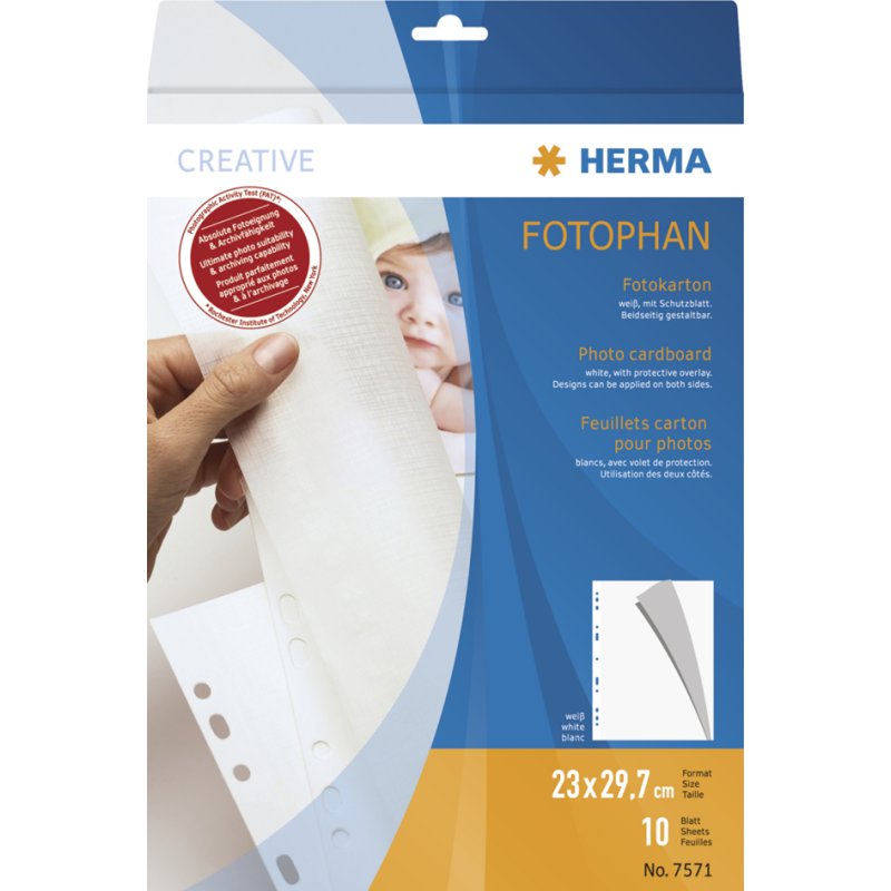 HERMA panneau photo, blanc, 230 × 297 mm, 250 feuilles