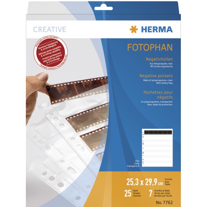 HERMA pochettes pour négatifs 7×5, polypropylène transparent, 100 pièces
