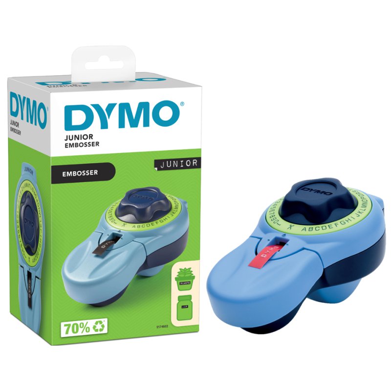 DYMO reliëflettertang Junior, geïntegreerd cassettevak, incl. 9 mm reliëfband zwart