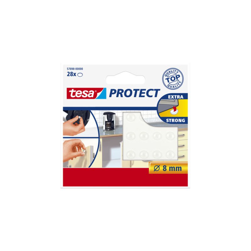 tesa protecteur de sol antibruit antidérapant, rond, diamètre 8 mm, 28 pièces