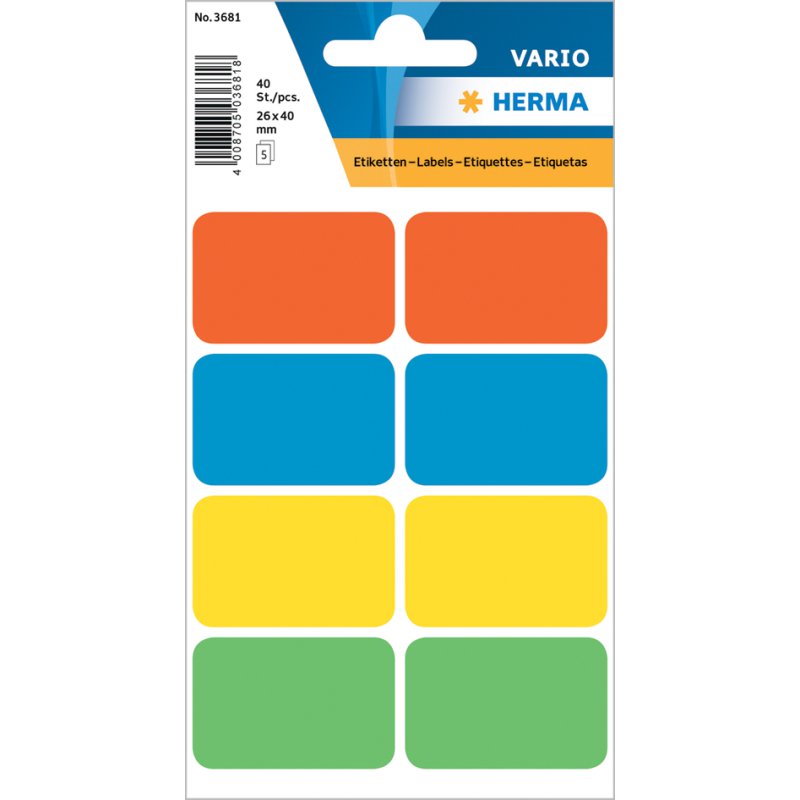 HERMA étiquettes multifonctionnelles, 12×19 mm, assortiment de couleurs, 160 pièces