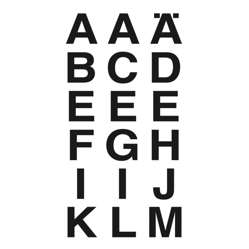 HERMA letterstickers A-Z, zwarte folie, 20×20 mm, 2 vel à 18 stuks