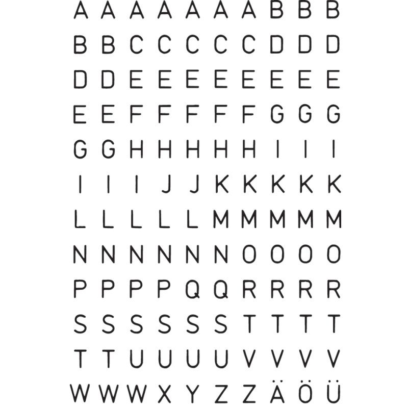 HERMA letterstickers A-Z, zwarte folie, 20×20 mm, 2 vel à 18 stuks
