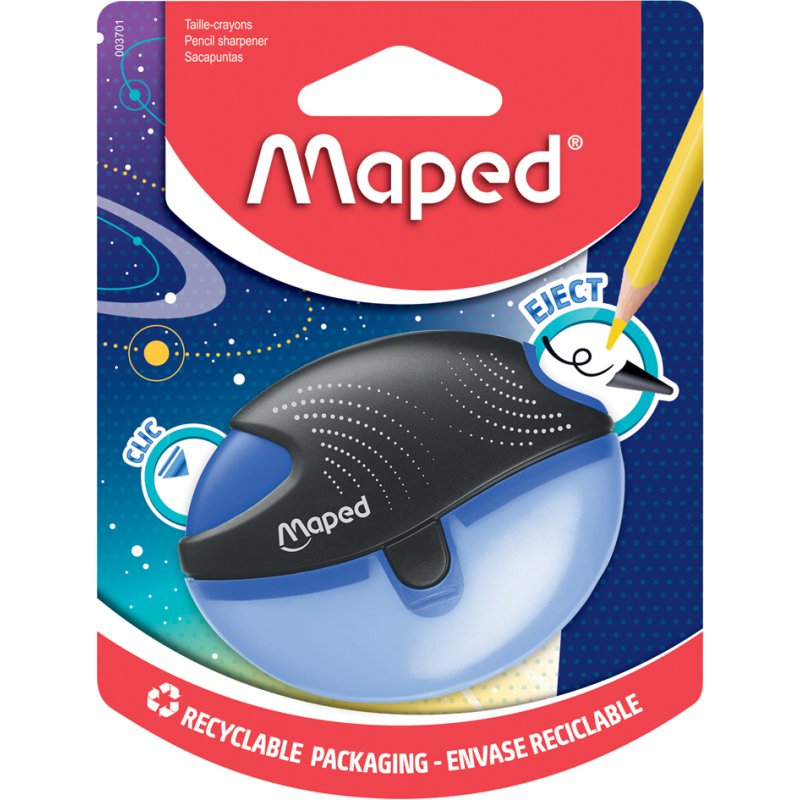 Maped taille-crayon Galactic, plastique coloré, assortiment bleu/jaune/violet