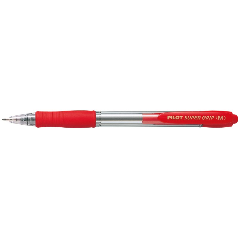 PILOT balpen met rubberen grip, rood, 0,21 mm, documentecht