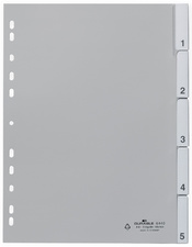 DURABLE scheidingsbladen kunststof PP, 5-delig, A4, grijs