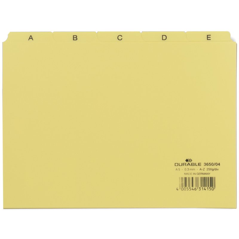 DURABLE registre alphabétique A-Z, PP, A5 paysage, bleu, 25 pièces