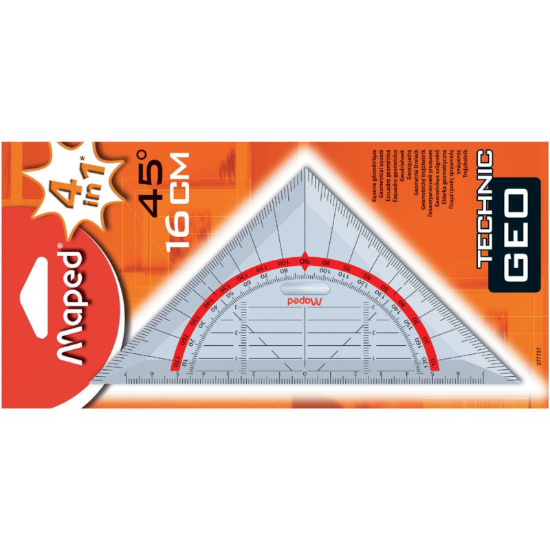 Maped set square Technic, transparent, hypotenuse 160 mm