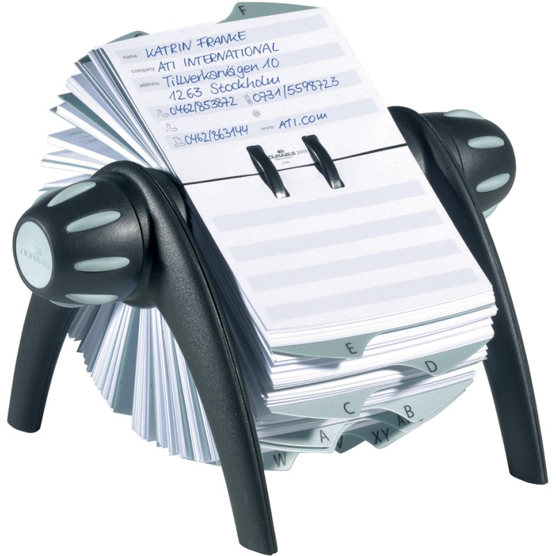 DURABLE boîte à fiches TELINDEX flip, argent métallisé/bleu, 500 fiches