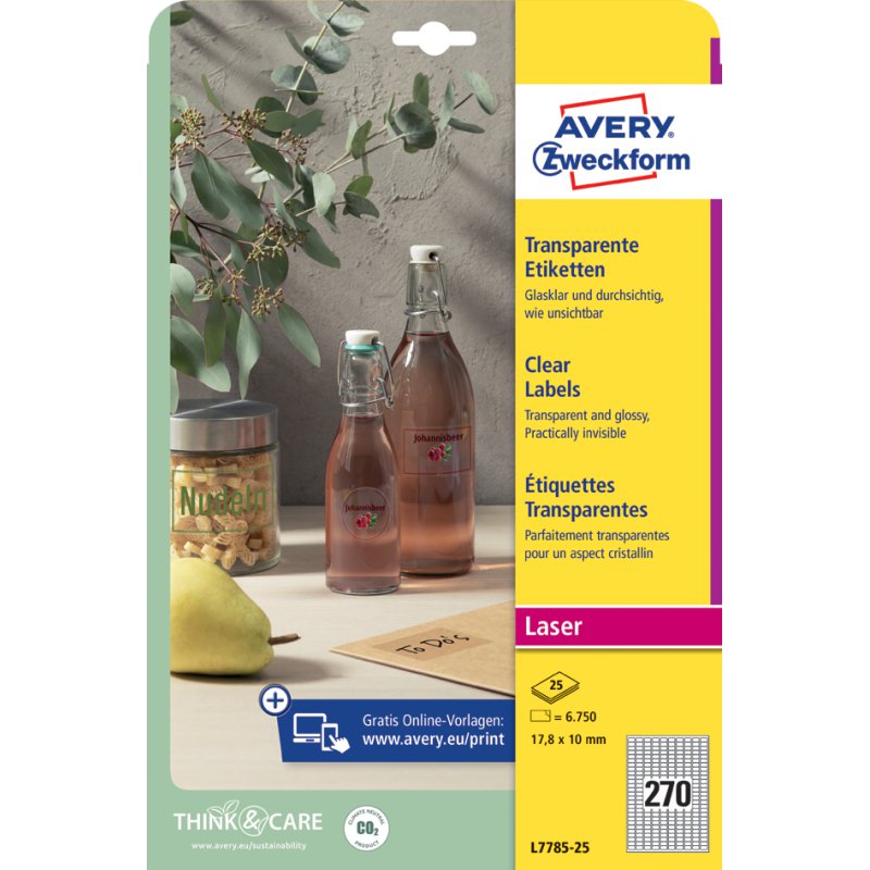 AVERY Zweckform étiquettes transparentes, 99,1 × 139 mm, imprimante laser, 100 pièces