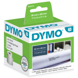 Dymo LabelWriter adresetiketten, 89 × 36 mm, wit, 260 stuks