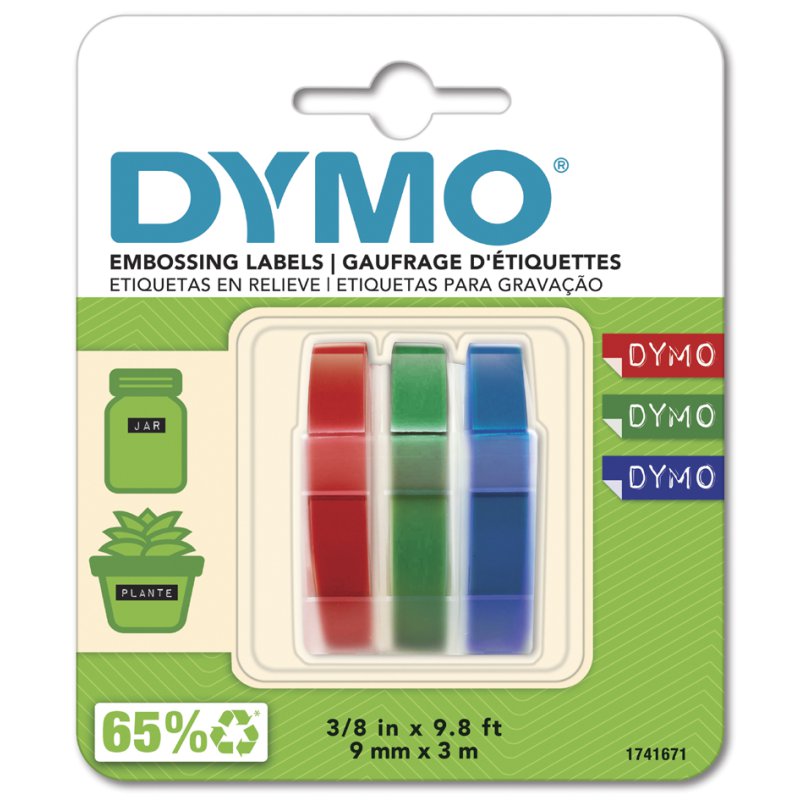 DYMO reliëfband 3D, 9 mm × 3 m, blauw, glanzend