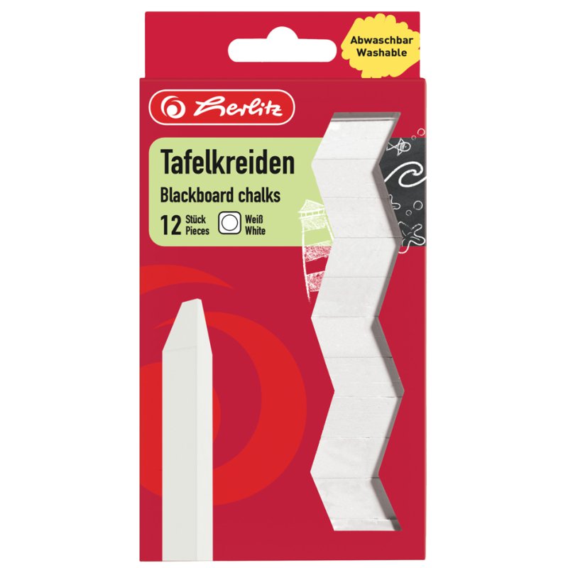 herlitz Craies pour tableau blanc, blanc, carré, 36 pièces