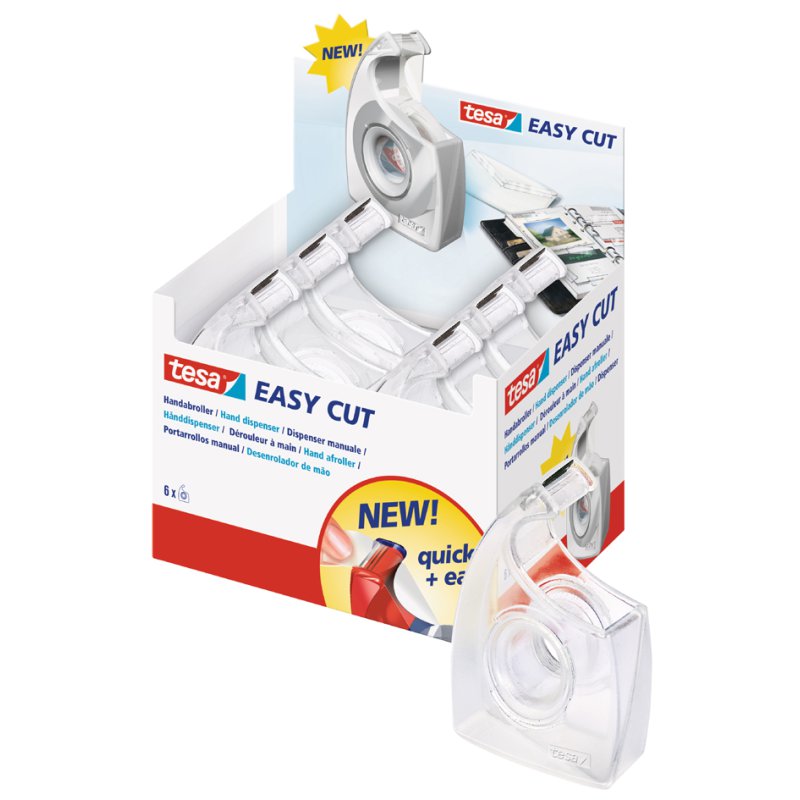 tesa Easy Cut dérouleur de ruban adhésif, recharge, transparent, 12 pièces