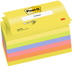 Post-it memoblaadjes z-notes, 76×76 mm, 6 kleuren, 6 stuks