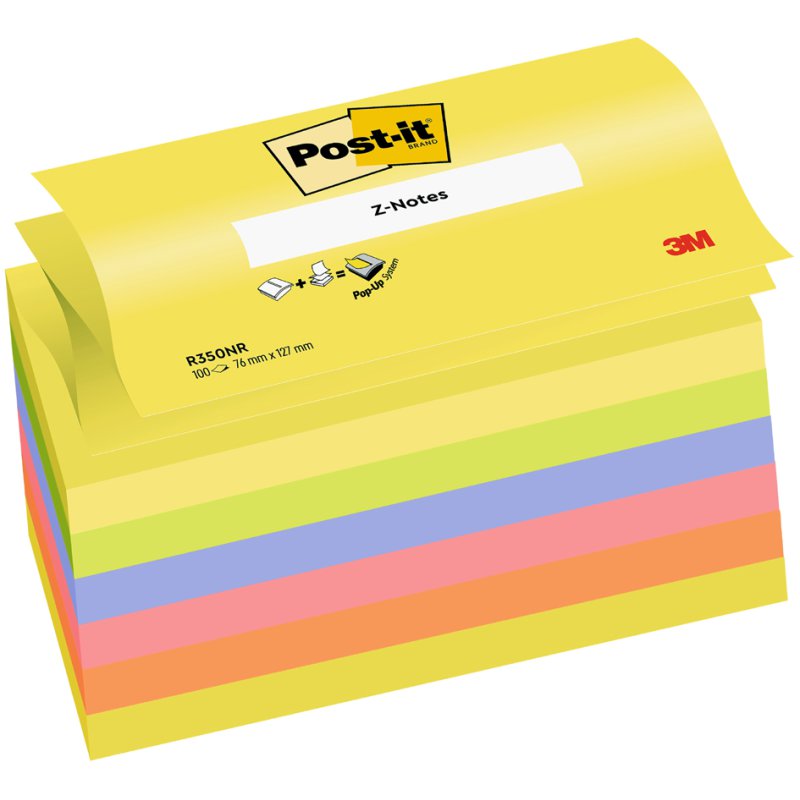 Post-it bloc-notes Z-Notes, 127×76 mm, 6 couleurs, 6 pièces