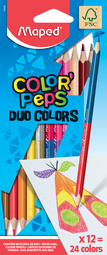 Maped kleurpotloden COLOR'PEPS DUO, driekantig, dubbelzijdig, 12 stuks